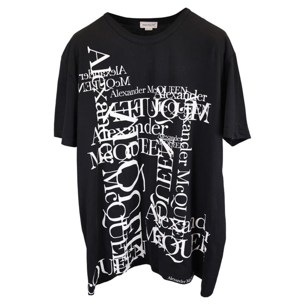 Alexander Mcqueen Logo Stamp-Print T-Shirt in Black Cotton 🔥🔥🔥